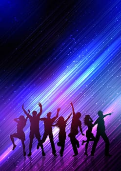 Party people dancing on an abstract background