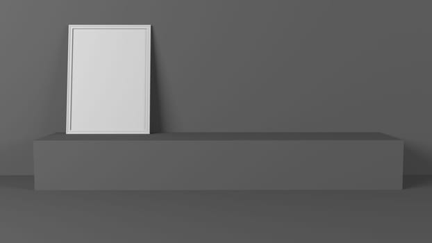 Render of 3D Blank Picture Frames on Empty Wall