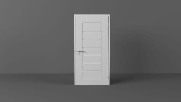 Render of 3D Blank Door on Empty Wall