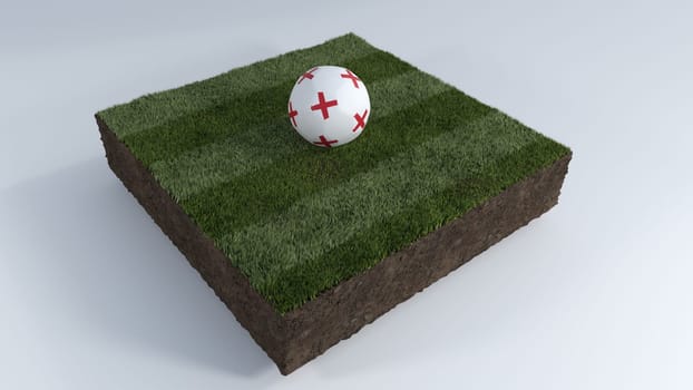 3D Render of Soccer Ball on Grass Patch