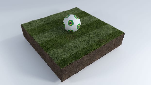 3D Render of Soccer Ball on Grass Patch