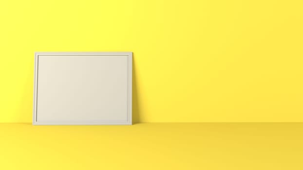 Render of 3D Blank Picture Frames on Empty Wall