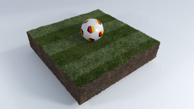 3D Render of Soccer Ball on Grass Patch