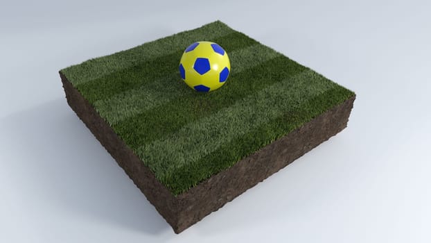 3D Render of Soccer Ball on Grass Patch