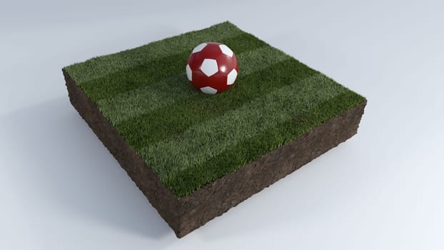3D Render of Soccer Ball on Grass Patch