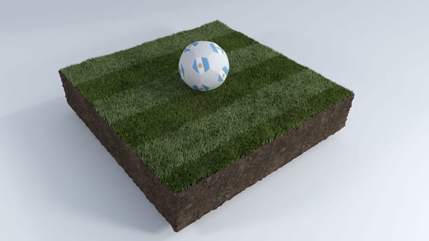 3D Render of Soccer Ball on Grass Patch