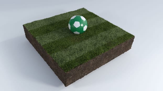 3D Render of Soccer Ball on Grass Patch