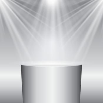 Presentation background with podium under spotlights