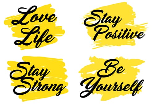 Collection of positive quotes on brush stroke backgrounds
