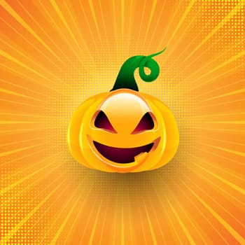 Halloween background with pumpkin on starburst design