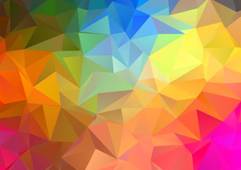 Abstract background with a rainbow coloured low poly abstract design