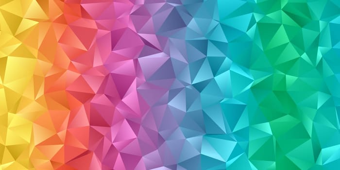 Banner with a low poly rainbow coloured design