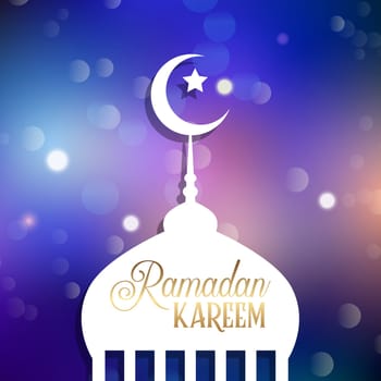 Ramadan Kareem background with silhouette of mosque
