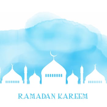 RamadanKareem background with mosque silhouette on a watercolour texture