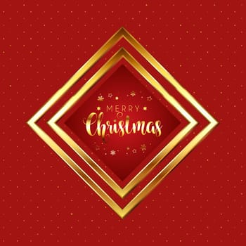 Red and gold Christmas background with metallic frame