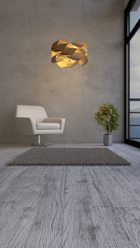 Render of 3D contemporary Living Room Interior and modern furniture