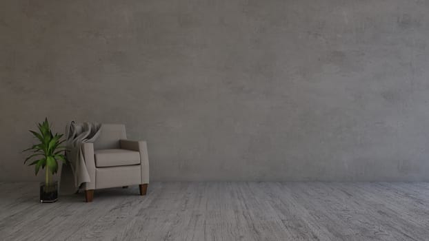 Render of 3D contemporary Living Room Interior and modern furniture