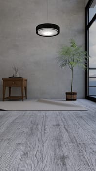 Render of 3D contemporary Living Room Interior and modern furniture
