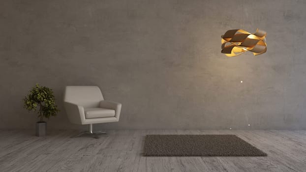 Render of 3D contemporary Living Room Interior and modern furniture