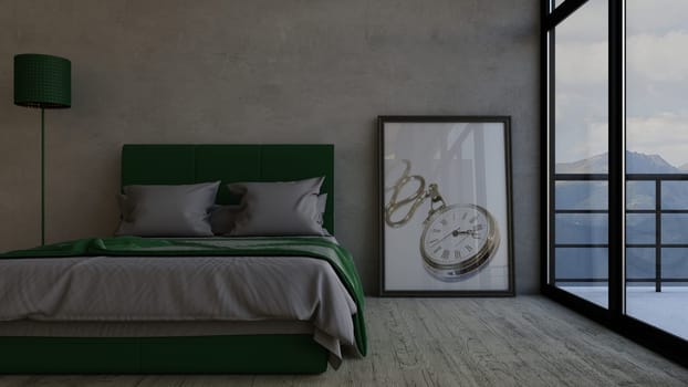 Render of 3D Contemporary Bedroom Interior