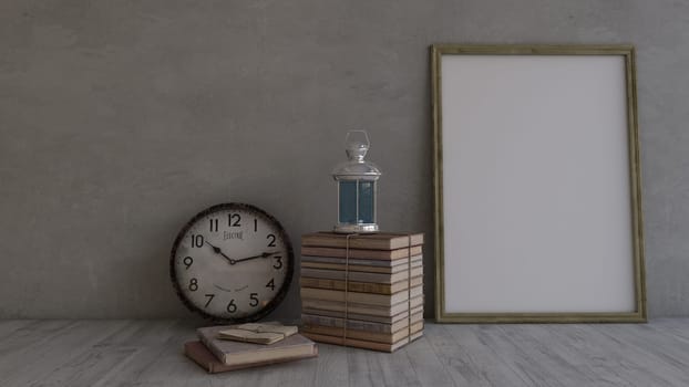 Render of 3D Contemporary Empty Room and picture frame
