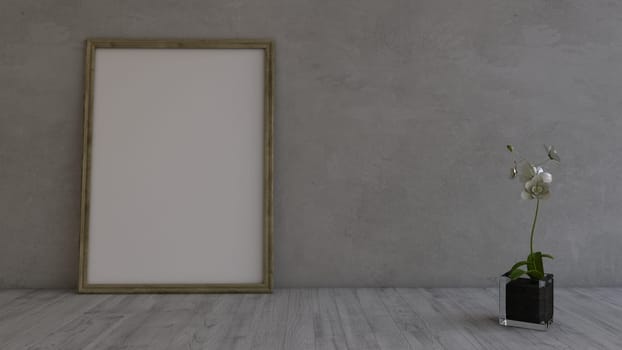 Render of 3D Contemporary Empty Room and picture frame