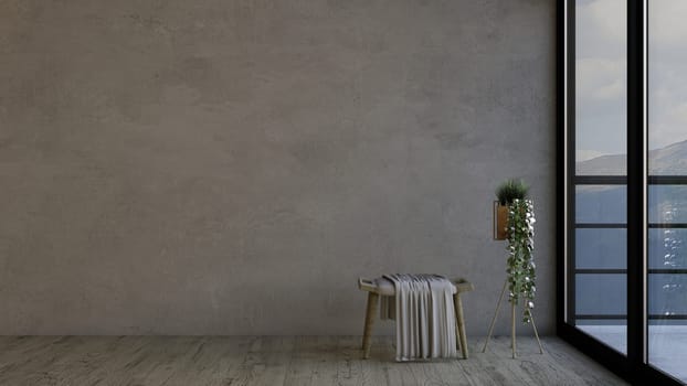 Render of 3D Contemporary Empty Room and Chair