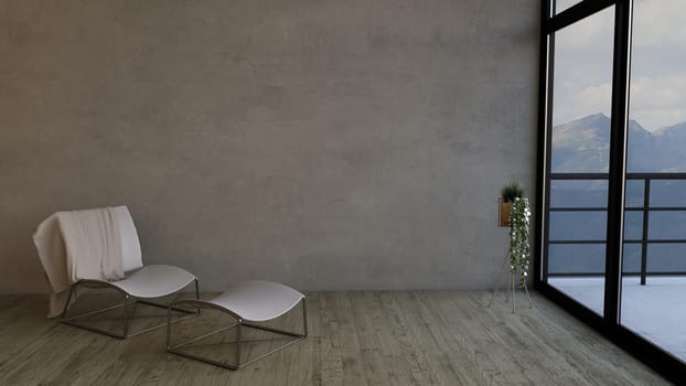 Render of 3D Contemporary Empty Room and Chair