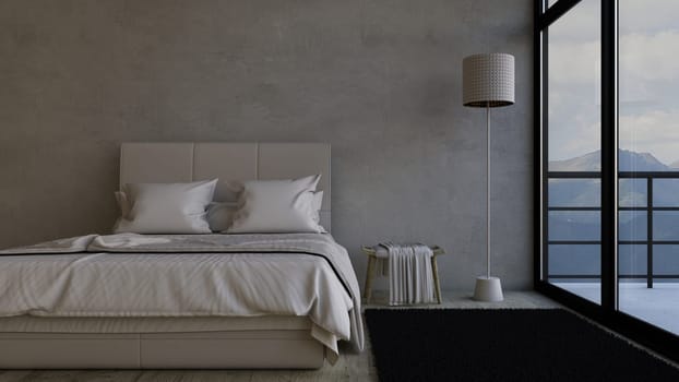Render of 3D Contemporary Bedroom Interior