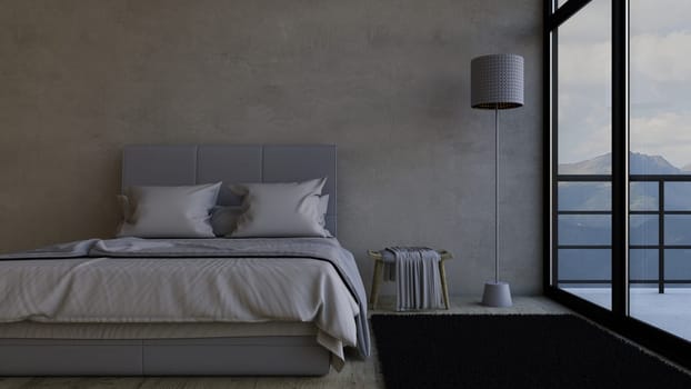 Render of 3D Contemporary Bedroom Interior