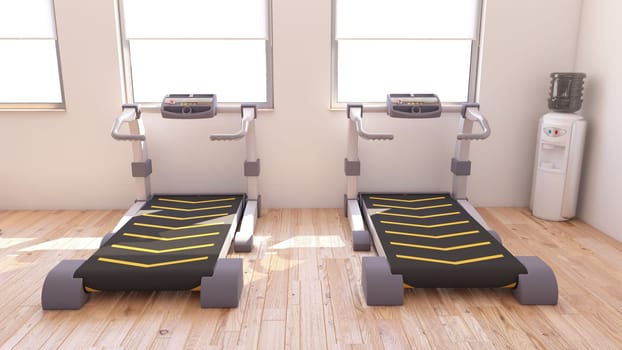 3D Render of a Interior view of a Gym