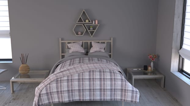 Render of 3D Contemporary Bedroom Interior