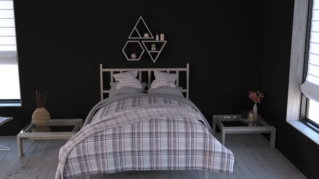 Render of 3D Contemporary Bedroom Interior