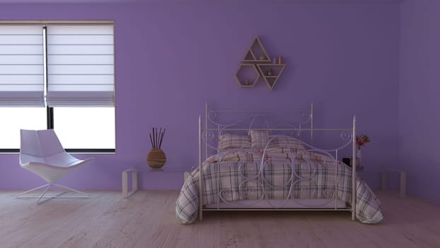 Render of 3D Contemporary Bedroom Interior