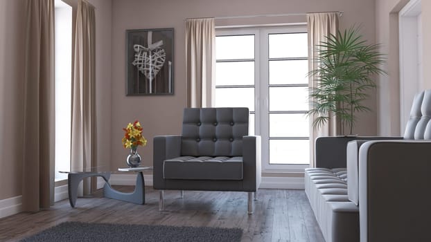 3D render of a Living Room Interior