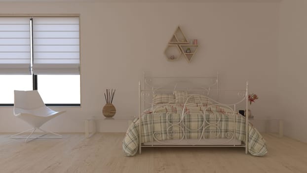 Render of 3D Contemporary Bedroom Interior