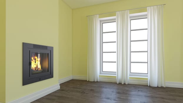Render of 3D Contemporary Empty Room
