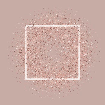 Rose gold sparkling glitter background with white frame