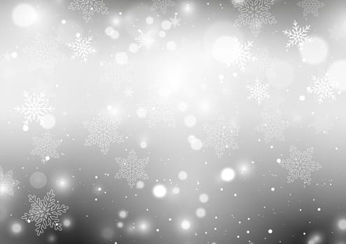 Christmas background of silver snowflakes