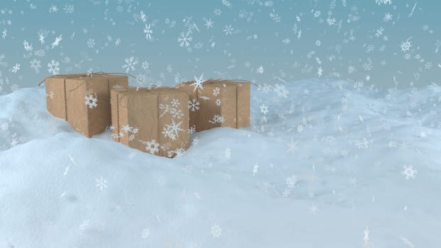 3d render of Christmas background with abstract tree