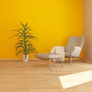 Render of 3D contemporary Living Room Interior and modern furniture