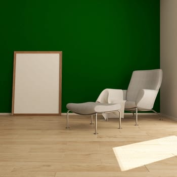 Render of 3D contemporary Living Room Interior and modern furniture