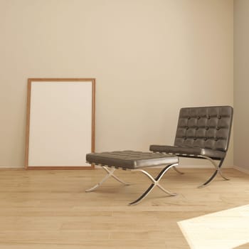 Render of 3D contemporary Living Room Interior and modern furniture