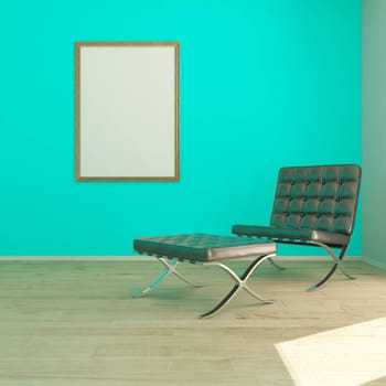 Render of 3D contemporary Living Room Interior and modern furniture