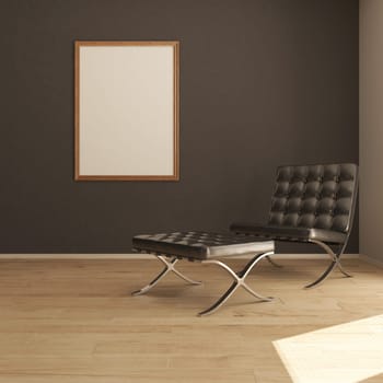 Render of 3D contemporary Living Room Interior and modern furniture