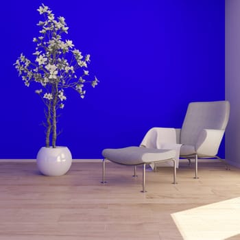 Render of 3D contemporary Living Room Interior and modern furniture