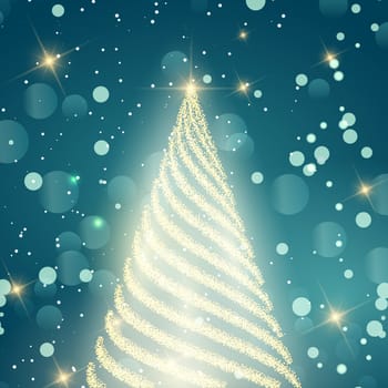 Christmas background with gold sparkle tree