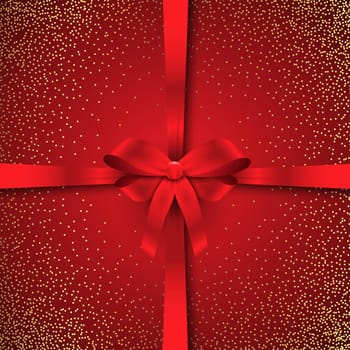 Christmas sparkle background with red ribbon