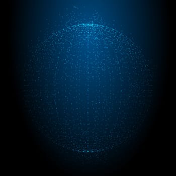 Modern futuristic background with sphere of glowing dots design