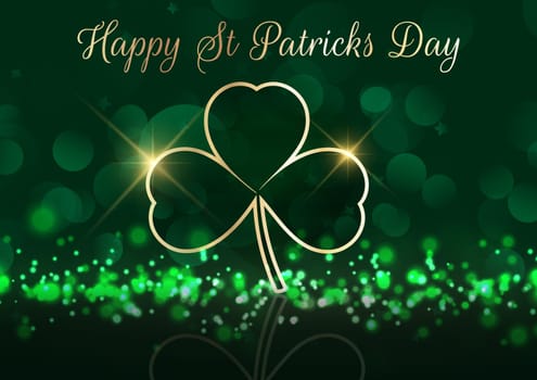 St Patrick's Day background with shamrock on bokeh lights design